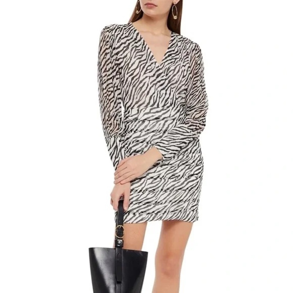 Maje Ribane Zebra Print Mini Dress Size 36 NWT